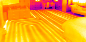 Superficies radiantes: imagen térmica de suelo radiante